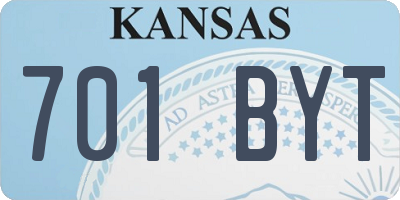 KS license plate 701BYT