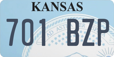 KS license plate 701BZP