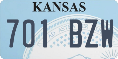 KS license plate 701BZW