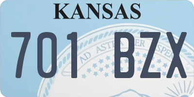 KS license plate 701BZX