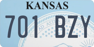 KS license plate 701BZY