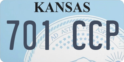KS license plate 701CCP