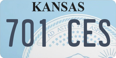 KS license plate 701CES