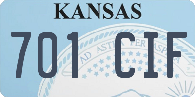 KS license plate 701CIF