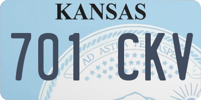 KS license plate 701CKV