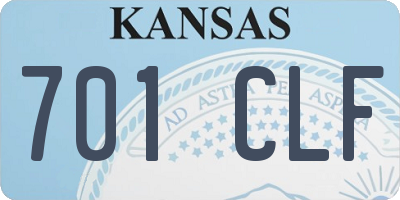 KS license plate 701CLF