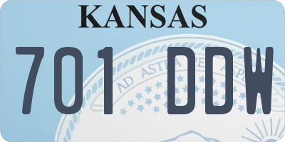 KS license plate 701DDW