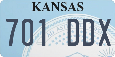 KS license plate 701DDX