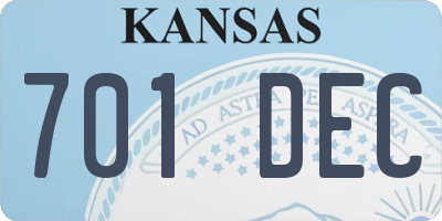 KS license plate 701DEC