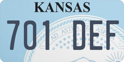 KS license plate 701DEF