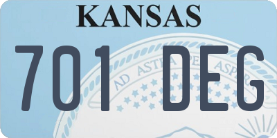 KS license plate 701DEG
