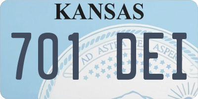KS license plate 701DEI