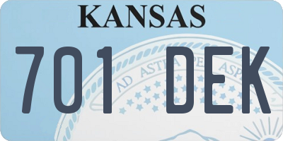 KS license plate 701DEK