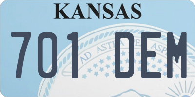 KS license plate 701DEM