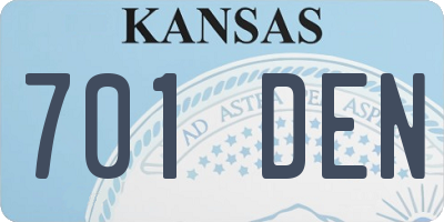 KS license plate 701DEN