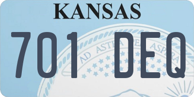 KS license plate 701DEQ