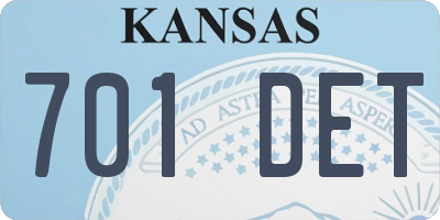 KS license plate 701DET