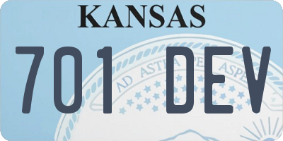 KS license plate 701DEV