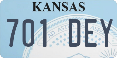 KS license plate 701DEY