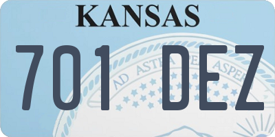 KS license plate 701DEZ