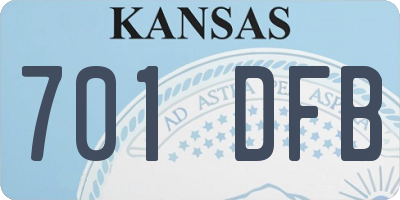 KS license plate 701DFB