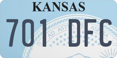 KS license plate 701DFC