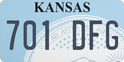 KS license plate 701DFG