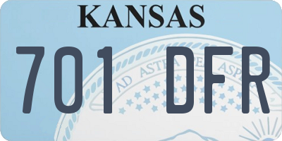 KS license plate 701DFR