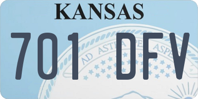 KS license plate 701DFV