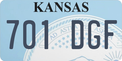KS license plate 701DGF