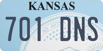 KS license plate 701DNS
