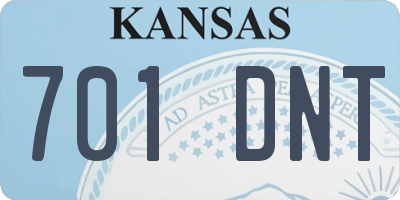 KS license plate 701DNT