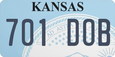 KS license plate 701DOB