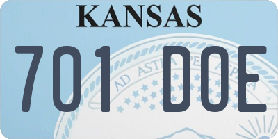 KS license plate 701DOE