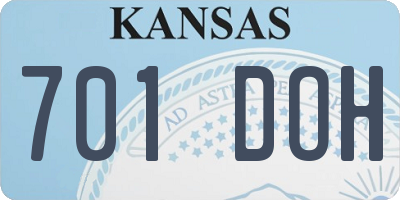 KS license plate 701DOH