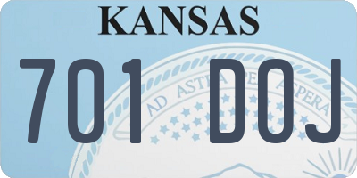 KS license plate 701DOJ