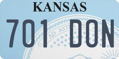 KS license plate 701DON