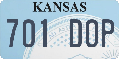 KS license plate 701DOP