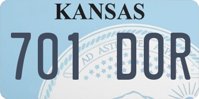 KS license plate 701DOR