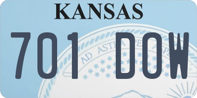 KS license plate 701DOW