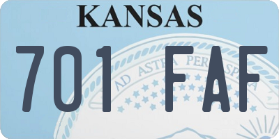 KS license plate 701FAF