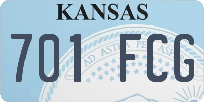 KS license plate 701FCG