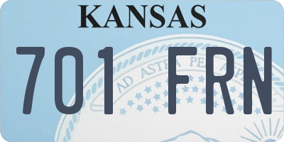 KS license plate 701FRN