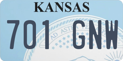KS license plate 701GNW