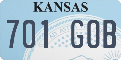 KS license plate 701GOB
