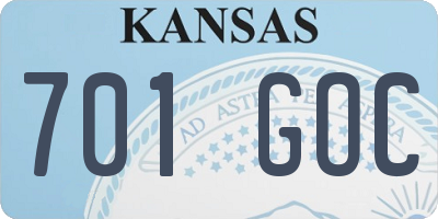 KS license plate 701GOC