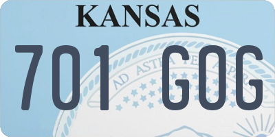 KS license plate 701GOG