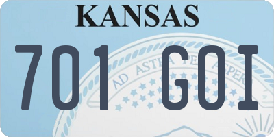 KS license plate 701GOI