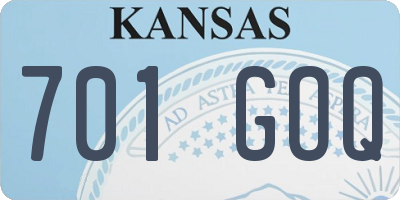 KS license plate 701GOQ
