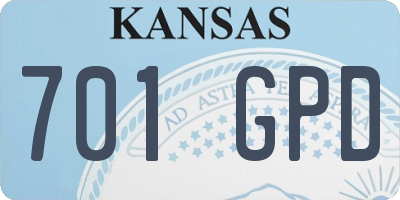 KS license plate 701GPD